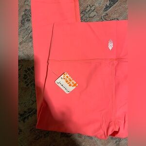 Free People  Coral High-Waisted Leggings